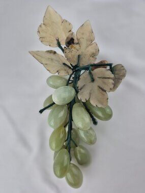 Vintage Carved Polished Jade Grape Cluster.
